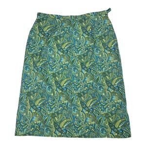 Paul Harris Designs Vintage Green Paisley‎ High Waisted Pencil Skirt- Size 8